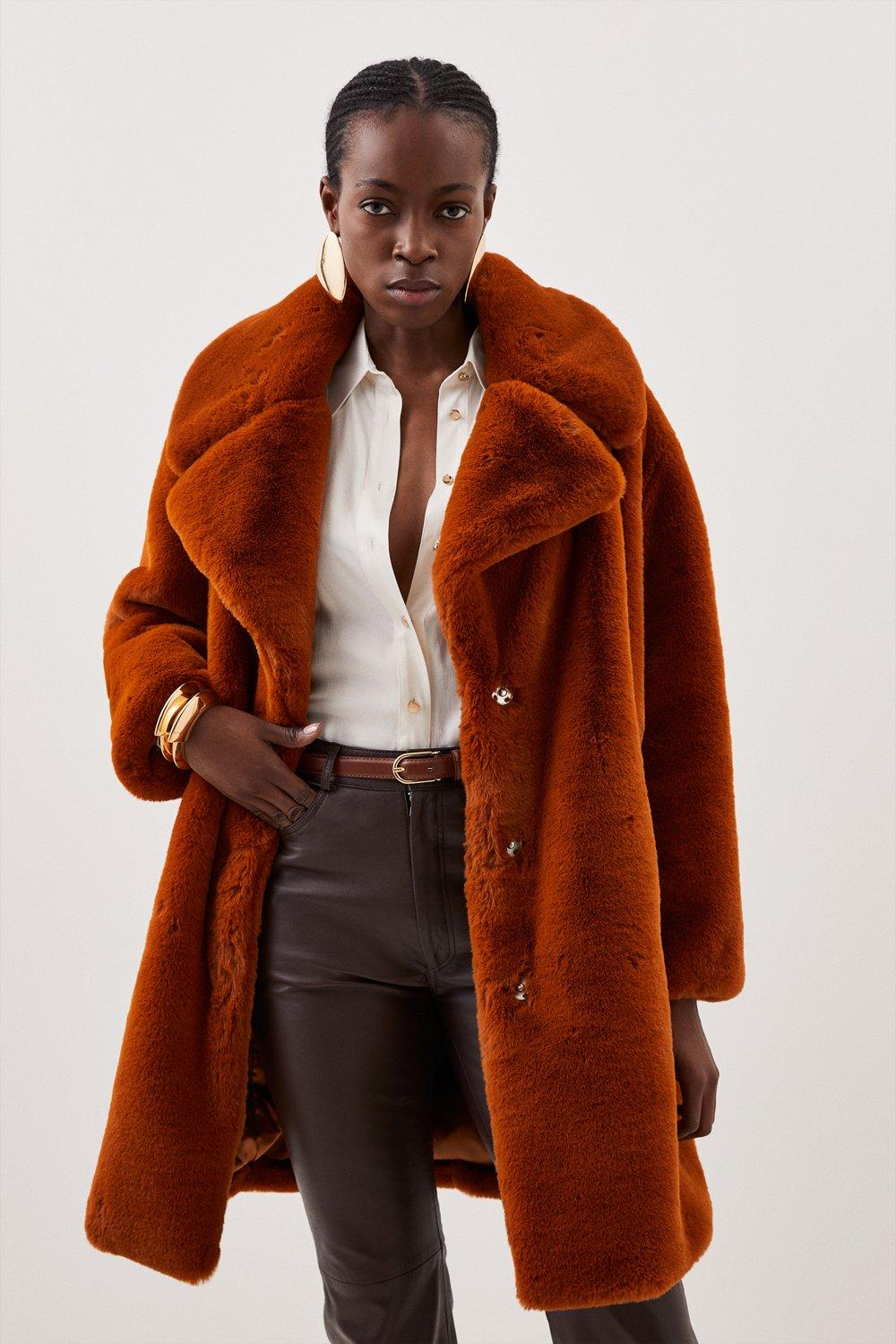Faux Fur Cocoon Short Coat | Karen Millen